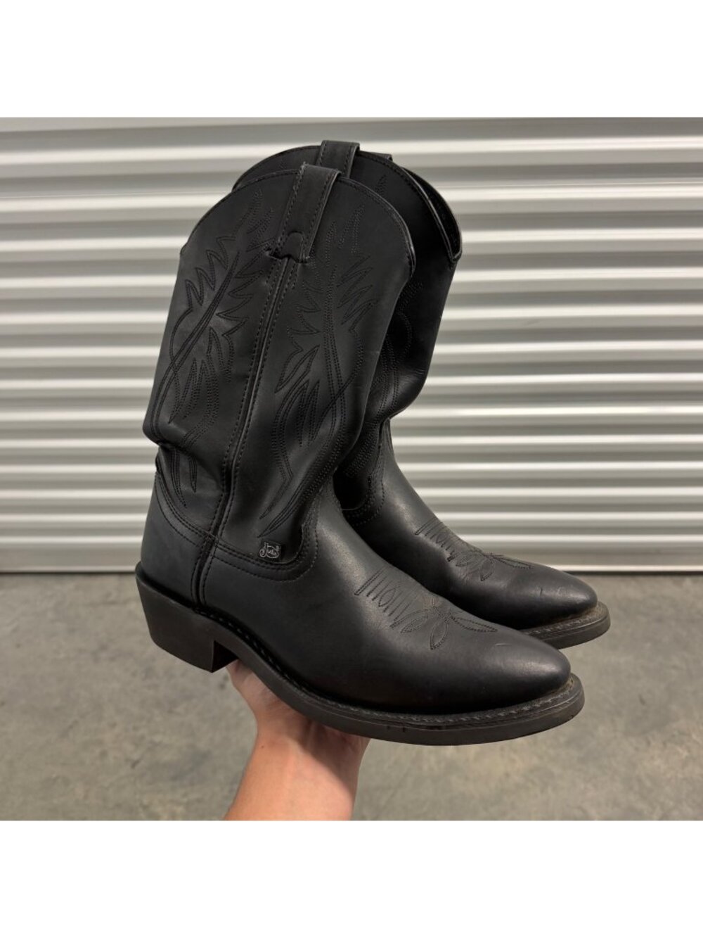 Justin JB1104 Mens Black Leather Western Cowboy Boots Size 9D